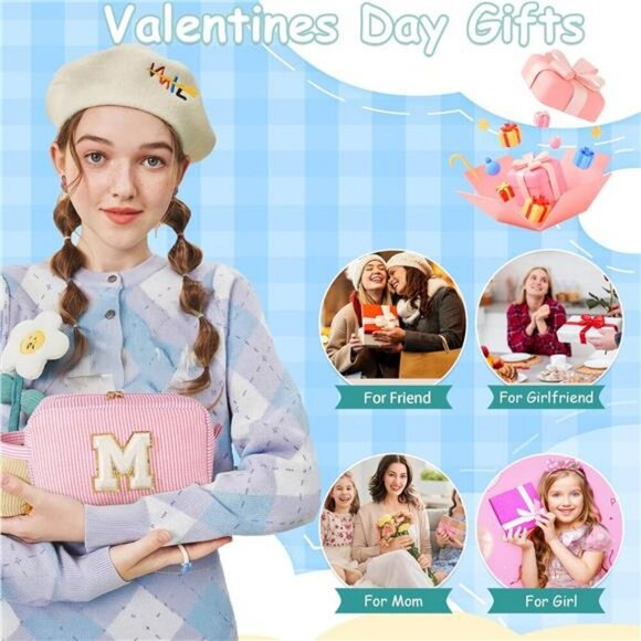 Personalized Initial Makeup Bag Gift Set for Teen Girls Women Travel Organizer - Picture 5 of 7